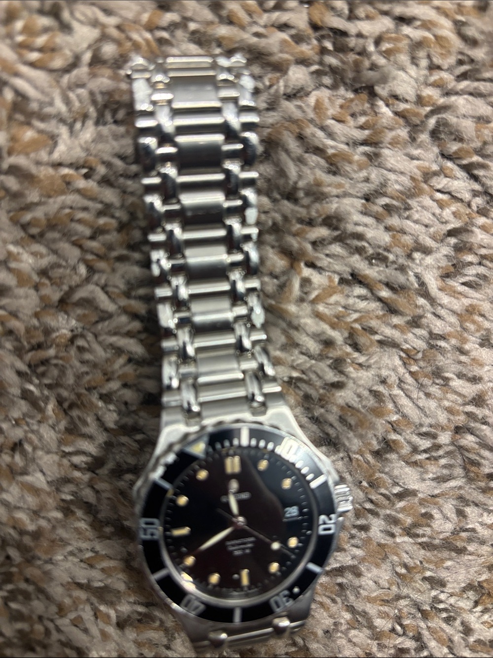 Men's Stainless Steel Dive Watch - Black Dial